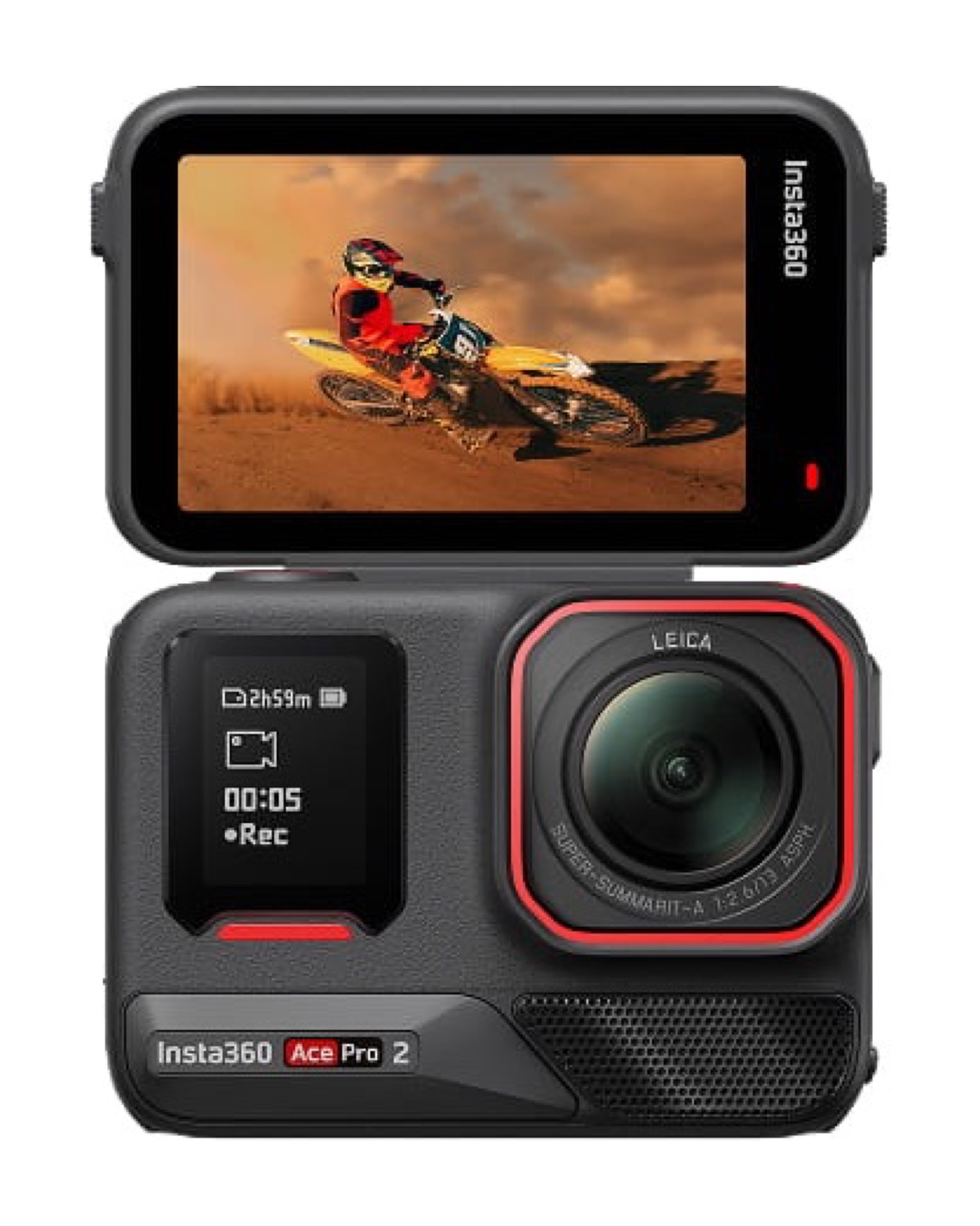 Insta360 Ace Pro 2 mit aufgeklapptem Display